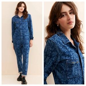 New Free People x Lee Vintage Denim Coveralls- Floral multi